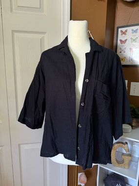 Billabong 100% Cotton Black Button Down Top / Size M